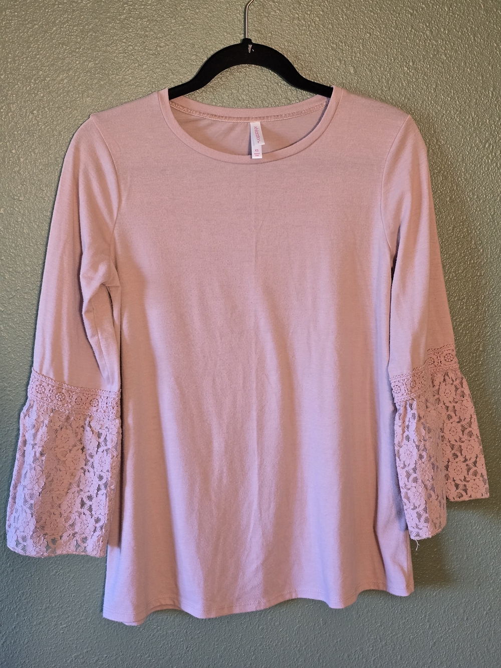 Xhilaration Light Pink Lace Bell-Sleeve Tee